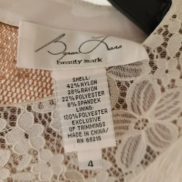 Byron Lars Beauty Mark White lace, leather look dress sz 4 - Picture 5 of 8
